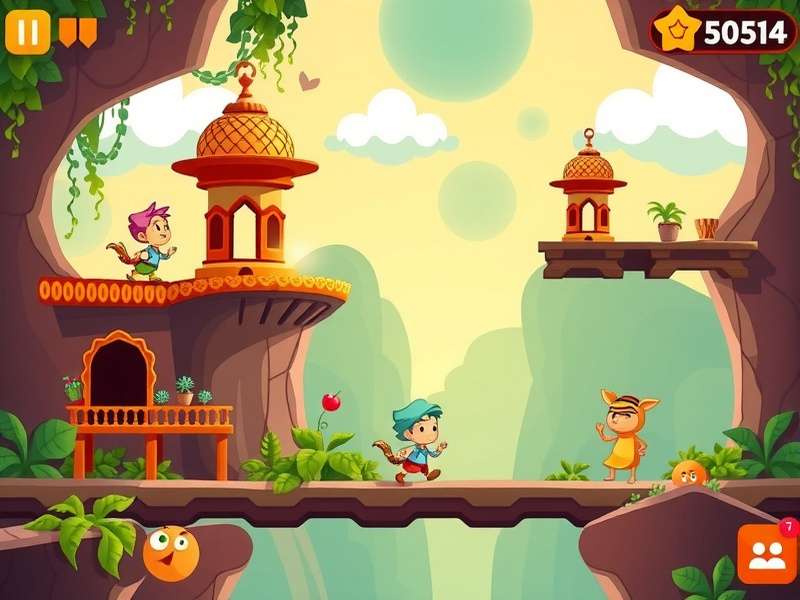 Sprinty Ginger Leap game screenshot showing vibrant Indian-themed levels